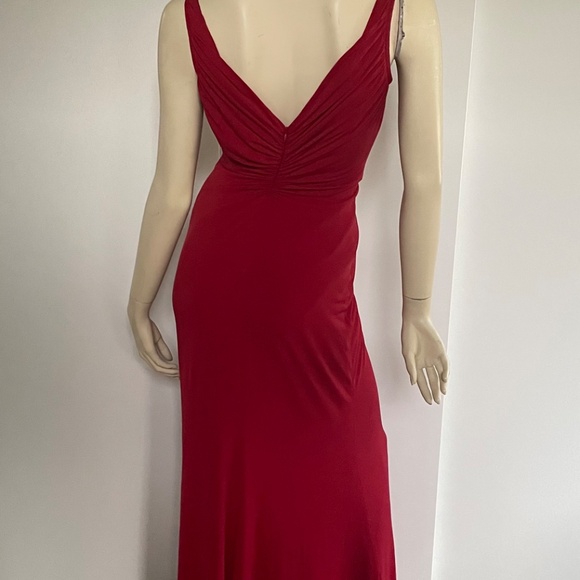 1990s Supermodel Dress, Size 8, Red Sleeveless Formal Gown, Scarlet Dress - Picture 4 of 8